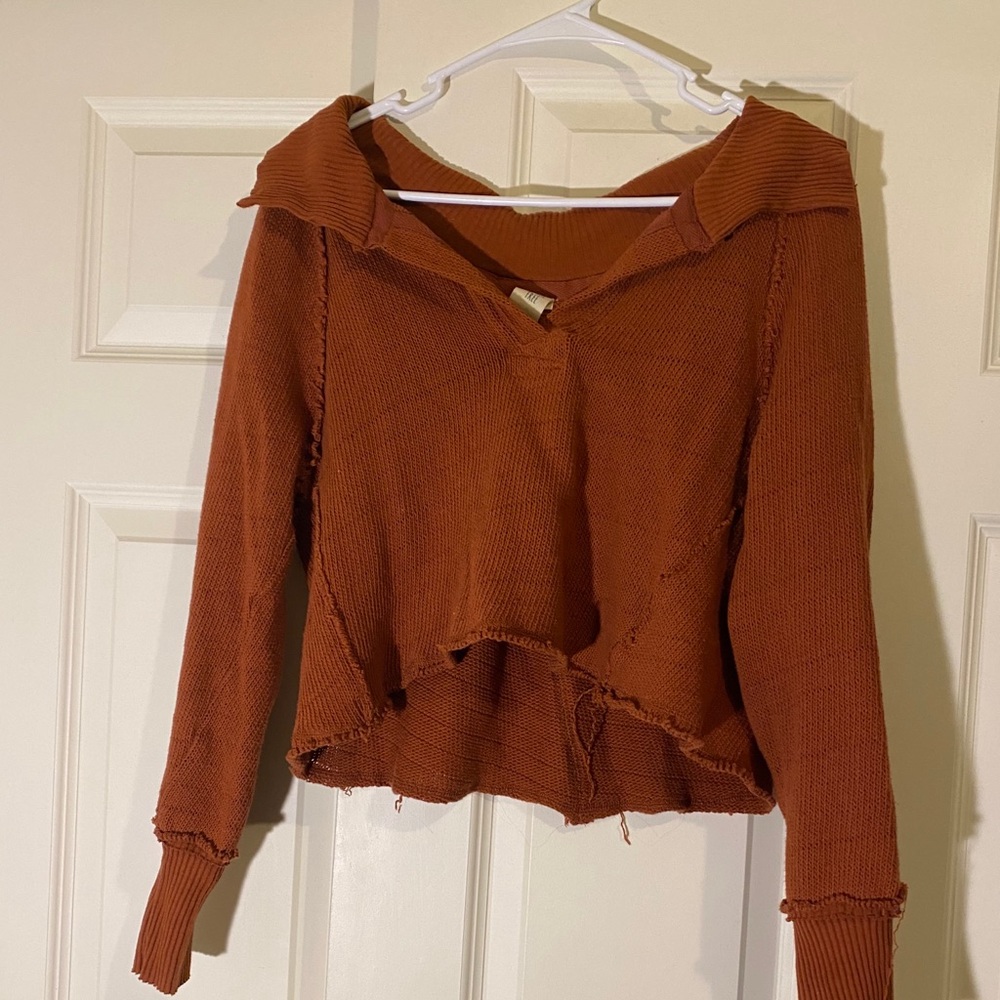 Orange collared Free people sweater